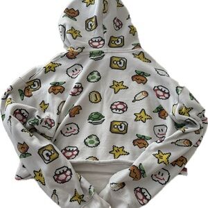 Forever 21 Super Nintendo Cropped Hoodie - White Multi-Color